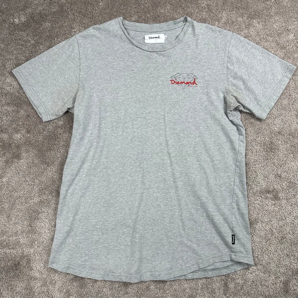 Diamond Supply Co Heather Gray Logo T-shirt Skater Streetwear Size L Retro Y2k